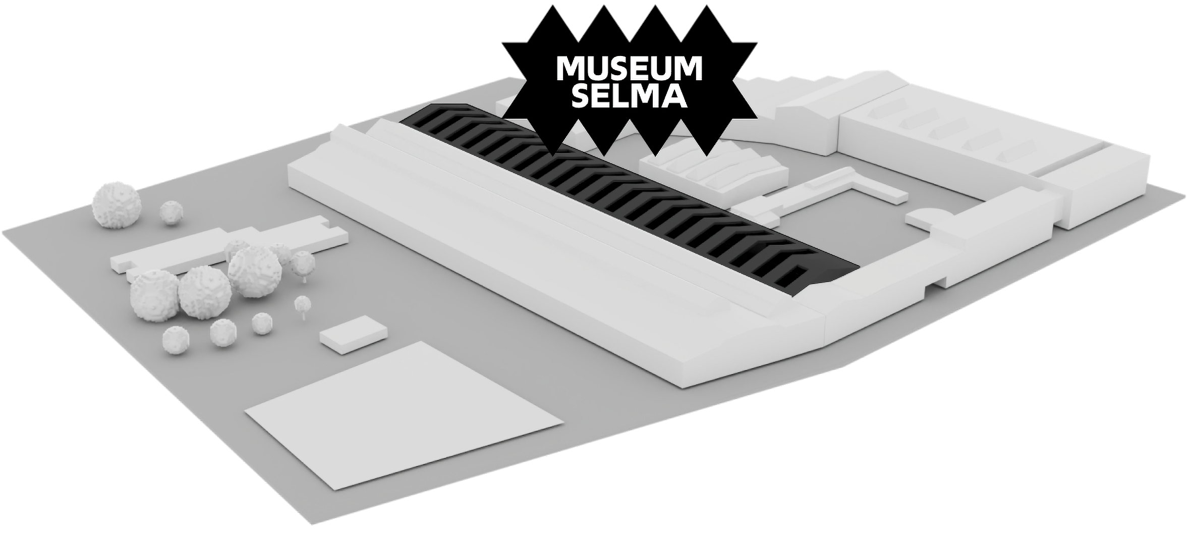 Das Bild zeigt eine 3D-Visualisierung des Areal "Hallen Kalk" in Köln. Dort entsteht das Museum Selma.